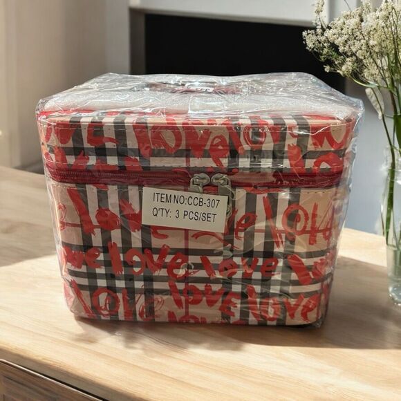 Essentials Makeup Box Set of 3 Cosmetic / Jewelry / Bridal / Trousseau Box PU - Picture 3 of 5